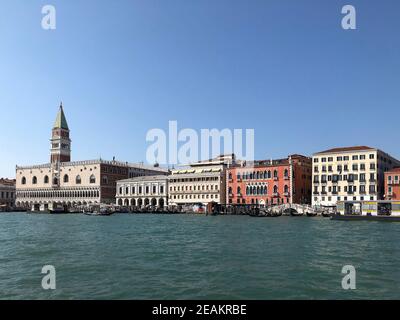 Doge Palace and Danieli Hotel palaces in the city of Venice, Italy Stock Photo