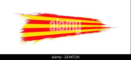 Flag of Catalonia in grunge brush stroke, vector grunge illustration. Stock Vector