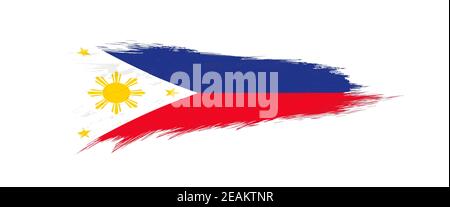 Flag of Philippines in grunge brush stroke, vector grunge illustration. Stock Vector