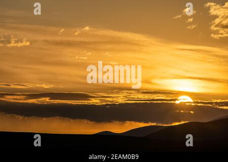 Sunset in the Altai Mountains. Nature Altai Landscape of Nature Stock Photo