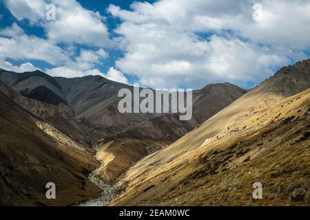 The altai mountains. landscape of nature on the Altai mountains and in the gorges between the mountains. Stock Photo