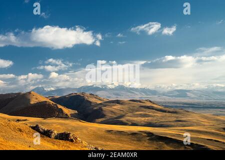 The altai mountains. landscape of nature on the Altai mountains and in the gorges between the mountains. Stock Photo