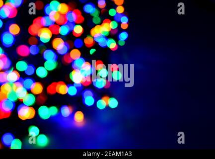 Blurred christmas multi color LED lights. Stock Photo