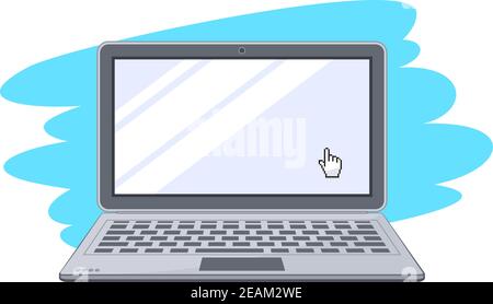 Modern laptop computer isolated mockup. Vector notebook template for a content  on transparent background Stock Vector