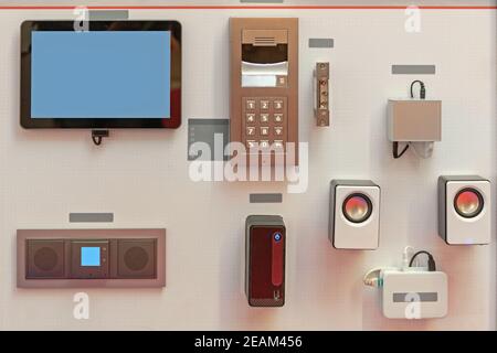 Smart Home Devices Remote Control Alarm System Stock Photo