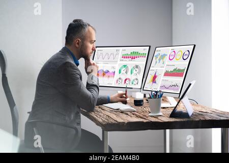 Financial Analyst Or Advisor Using KPI Data Technology Stock Photo