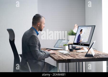 Online Virtual Lecture Webinar Stock Photo