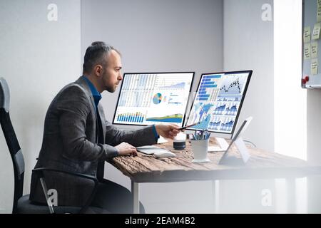 Financial Analyst Or Advisor Using KPI Data Technology Stock Photo