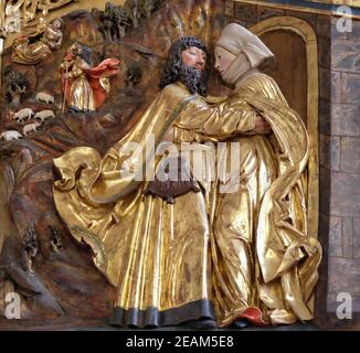 Meeting at the Golden Gate, Maria am Berg church in Hallstatt, Austria Stock Photo