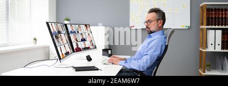 Online Video Conference Call Stock Photo