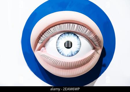 human eye isolated on white, model. Stock Photo