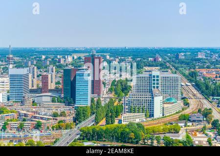 Aerial view of Skyscrapers in the Hague, Netherlands Stock Photo