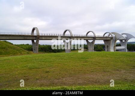 the Falkirk Wheel , the Falkirk Tunnel and the Union Canal Stock Photo