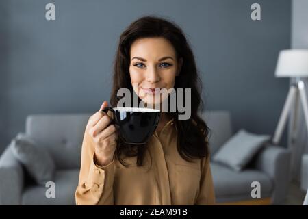 Virtual Coffee Break Online Stock Photo