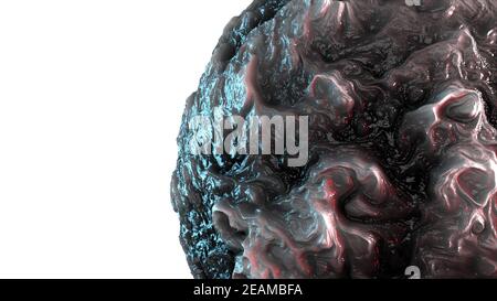 Computer generated oil sphere with curly shape. 3d render of abstract background with smoke texture Stock Photo