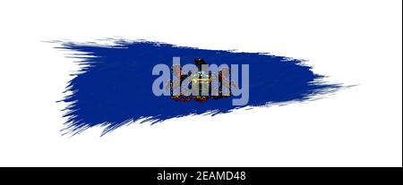 Flag of Pennsylvania US State in grunge brush stroke, vector grunge illustration. Stock Vector
