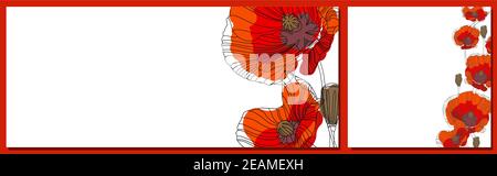 May 9. Banner for Victory Day. Symbolic red poppy on a white background. Vector illustration. Victory day poster. Poppy flower symbol of memory. World Stock Vector
