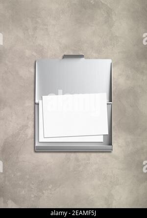Closed card holder isolated on concrete background Stock Photo