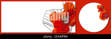 May 9. Banner for Victory Day. Symbolic red poppy on a white background. Vector illustration. Victory day poster. Poppy flower symbol of memory. World Stock Vector