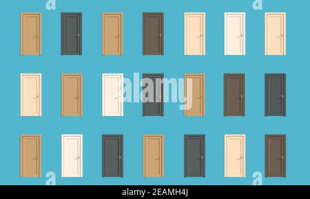 different doors closed and one open. Stock Photo