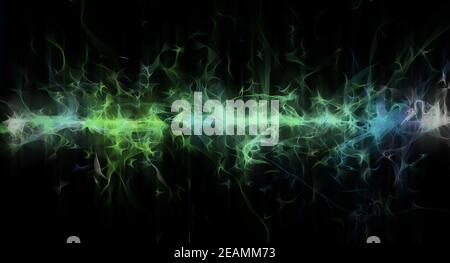 abstract glowing green line - digital illustration background Stock Photo