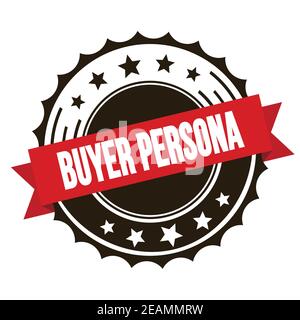 BUYER PERSONA text on red brown ribbon badge stamp. Stock Photo