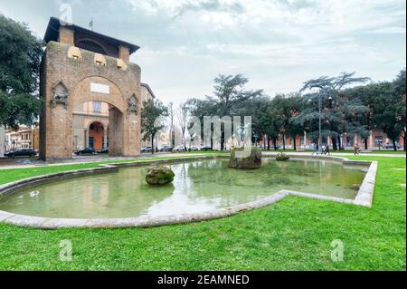 Florence, Italy - 2021, January 31: The San Gallo Gate (Porta San Gallo) in Piazza della Libertà, was formerly part of the city walls. Stock Photo