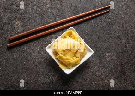 Pickled sushi ginger slices Stock Photo