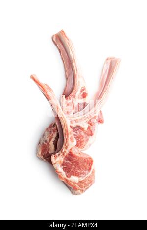 Slices raw lamb chops. Stock Photo