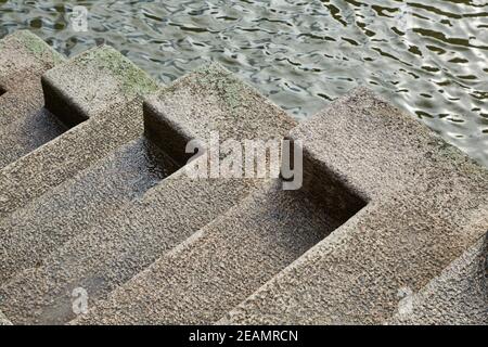 Concrete Stairs on the Quay Stock Photo