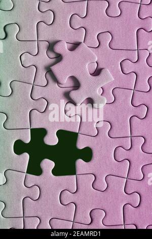 Jigsaw puzzle background, almost done Stock Photo