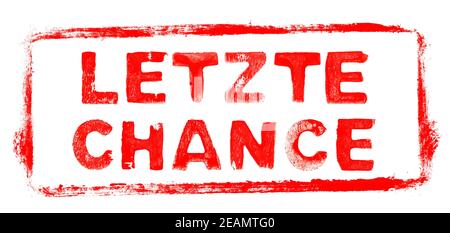 Red stencil frame: Last Chance banner in german language Stock Photo