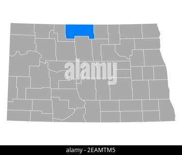 Map of bottineau County in North Dakota state on white background ...