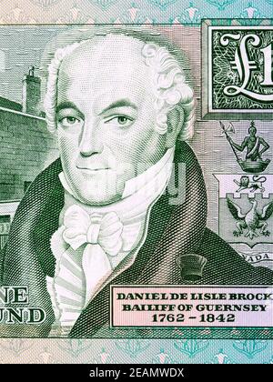 Daniel de Lisle Brock a portrait from Guernsey money Stock Photo