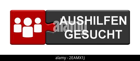 Puzzle Button: Temporary Help needed in german language Stock Photo