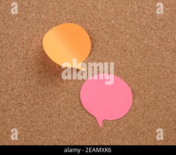 paper stickers glued on brown board Stock Photo