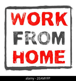 Red black stencil frame: Work fro Home banner Stock Photo