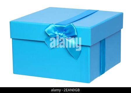 Open gift box with blue ribbon Stock Photo by ©Sashkin7 90048396