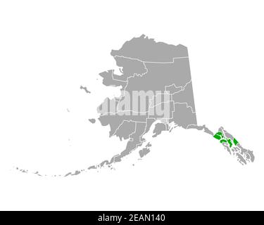 Map of Hoonah-Angoon in Alaska Stock Photo