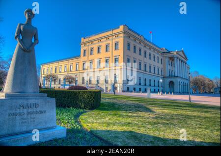 View of royal palace in Oslo, Norway Stock Photo
