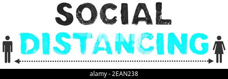 No more social Contacts - Social Distancing concept blue black Stock Photo