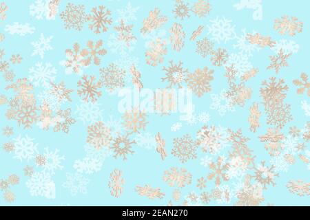 Falling snowflakes pattern on blue background Stock Photo