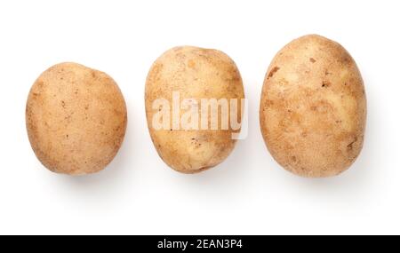 Fresh Raw Potatoes Isolated On White Background Stock Photo