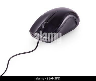 black computer mouse isolated on white background Stock Photo