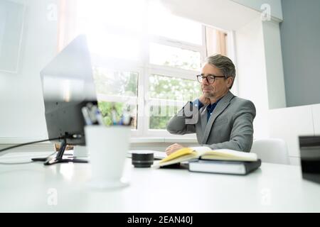 Office Computer Work Neck Pain Stock Photo