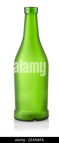 empty green glass bottle isolated on white background Stock Photo
