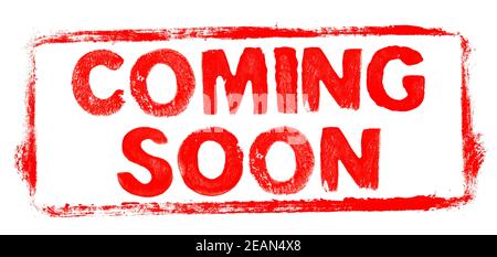 Red stencil frame: Coming Soon banner Stock Photo