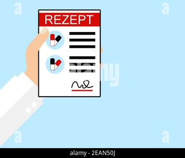 Prescription in german language - Flat Design Stock Photo