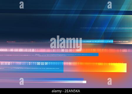 Graphical abstract background with lens flare and digital binary codes at front concept series 1047 Stock Photo