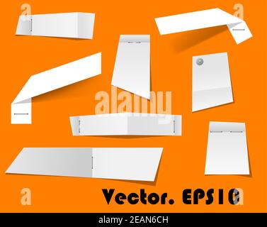 Paper scraps and notes attached with stapler for any office, business or remind cocnept design Stock Vector
